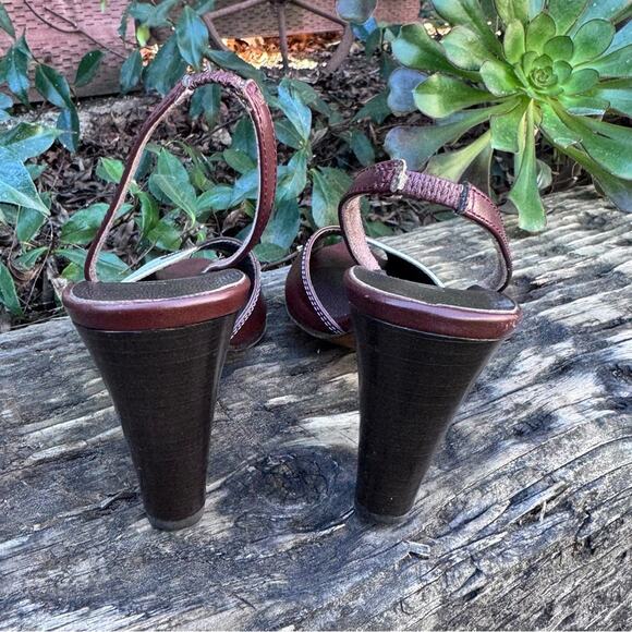 Anne Klein Peep Toe Slingback Brown White Colorblock Italy Heels Women’s Size 6M - Picture 4 of 10